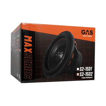 Gas Audio Power Gas Audio Power Gas Max Level 2 Subwoofer 15" 2x2 Ohm voor Auto Geluidssystemen en Hoogwaardige Geluidskwaliteit Optimount 5