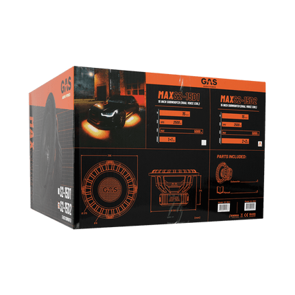 Gas Audio Power Gas Audio Power Gas Max Level 2 Subwoofer 15" 2x2 Ohm voor Auto Geluidssystemen en Hoogwaardige Geluidskwaliteit Optimount 7