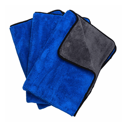 Glossio 3-pack Mega Dry XL Microvezel Droogdoek Blauw/Grijs 60x90cm 800gsm voor Snel en Veilig Drogen