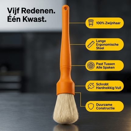 Glossio Glossio Extra Stevige Velgen Detail Kwast van Zwijnhaar voor Hardnekkig Vuil Oranje NORGOS 7