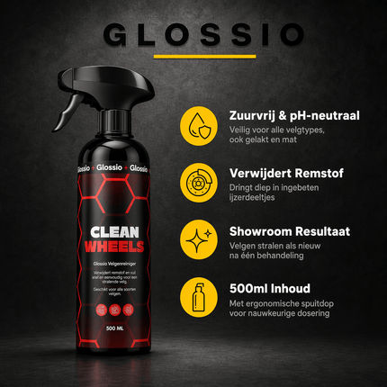 Glossio Glossio Clean Wheels Premium Velgenreiniger 500ML - Krachtige Remstof en Vuil Verwijderaar voor Alle Velgen met Veilig Glanzend Resultaat Glansz 6