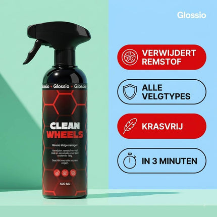 Glossio Glossio Clean Wheels Premium Velgenreiniger 500ML - Krachtige Remstof en Vuil Verwijderaar voor Alle Velgen met Veilig Glanzend Resultaat Glansz 5