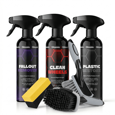 Glossio Combideal Banden en Velgen – Complete 7-delige Set voor Perfect Schone Wielen en Diepzwarte Banden