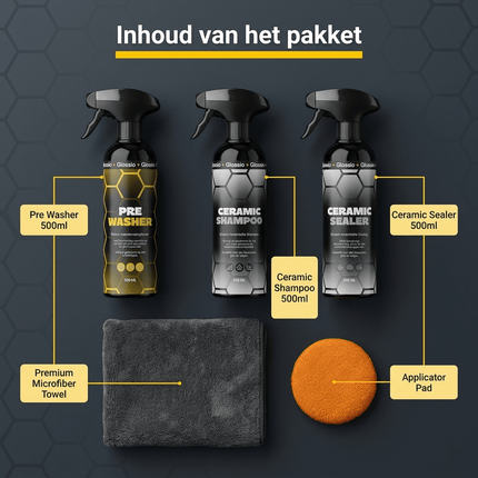 Glossio Glossio Combideal Ceramic Bescherming – Keramische Coating Set met Pre - Wash, Ceramic Shampoo en Ceramic Sealer Combideal 10