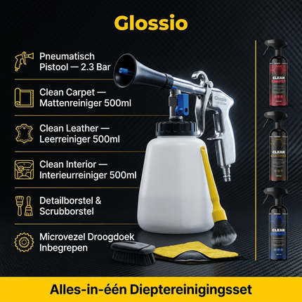 Glossio Glossio Combideal Diepte Interieur – Complete Professionele Set met Pneumatisch Reinigingspistool en Full - Care Reinigers Combideal 3