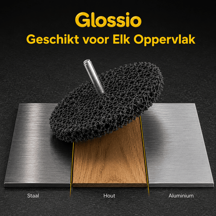 Glossio Glossio Roestverwijderschijf 100x15x6mm – Non-woven Schijf voor Roest en Lak Accessoire voor Boormachine AMiO 4