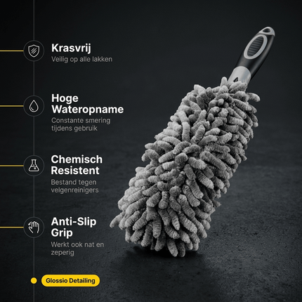 Glossio Glossio Microvezel Sponsborstel – Krasvrije Detailing Borstel voor Auto en Velgen Grijs AMiO 6