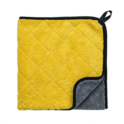 Glossio Glossio Ultra Dry Microvezel Droogdoek Geel/Grijs 30x40cm 950gsm voor Snel en Vlekkeloos Drogen AMiO 1