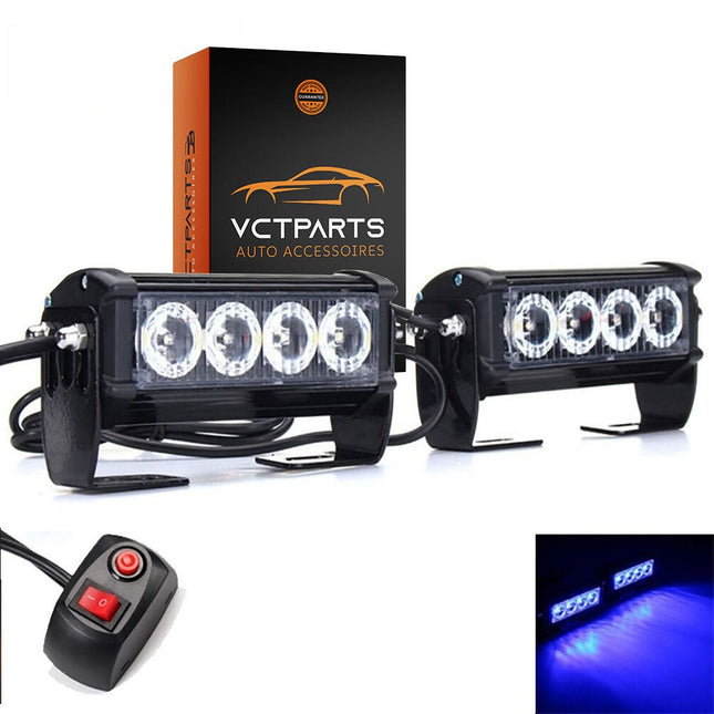 VCTparts Grill Flitsers Blauw LED Stroboscoop Zwaailichten – Professionele Bumperflitsers voor Hulpdiensten en Offroad - gebruik NORGOS 1