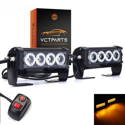 Grill Flitsers Oranje/Geel LED Stroboscoop Zwaailichten – Krachtige Bumperflitsers voor Optimale Zichtbaarheid