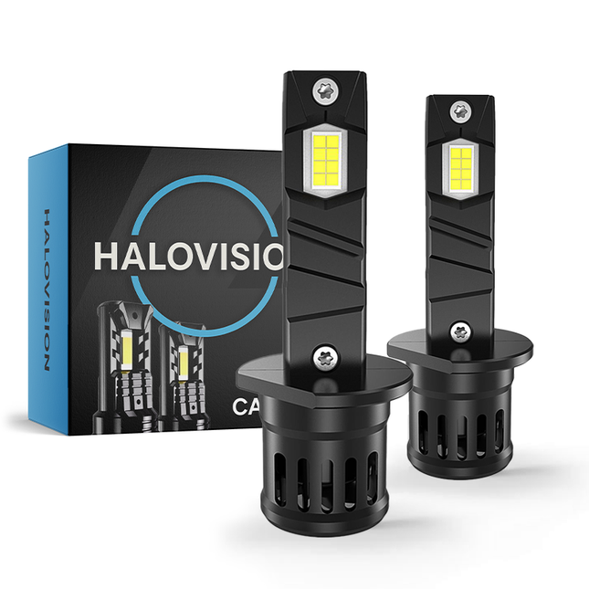 HaloVision Turbo LED H1 Koplamp Set 150W 30000LM Super Wit 6000K – Ultraheldere Autoverlichting met Canbus – Voor Dimlicht & Grootlicht – 12V – Geen Foutmeldingen – Plug & Play – Set van 2 Stuks – Universele H1 Fitting (kopie) - VCTparts.nl