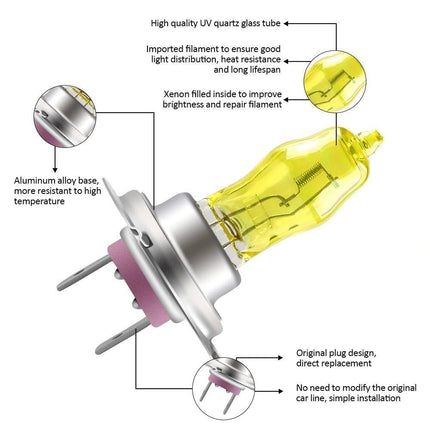 VCTparts H7 Halogeen Koplampen Dimlicht 3000K Geel Licht (set 2 stuks) NORGOS 4
