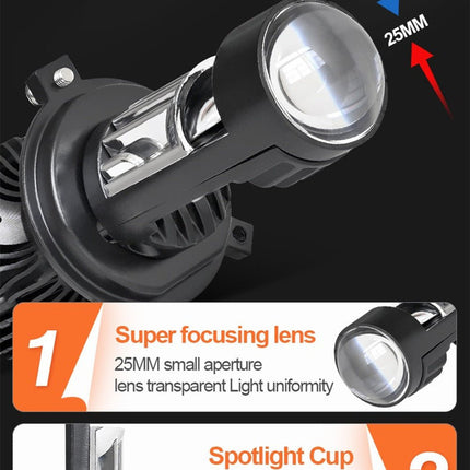 H7 LED Motor Koplamp met Projector Lens (1 stuk) – Mini Turbo Fan Canbus Bi - Beam Grootlicht en Dimlicht 6000K Helder Wit Motor LED Verlichting - VCTparts.nl