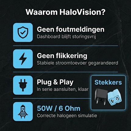 HaloVision Halovision H7 Halogeen naar LED Adapter Canbus Anti - Error Decoder 6 Ohm 50W Belastingsweerstand Set - Voorkom Foutmeldingen en Flikkering bij LED Verlichting HaloVision 8