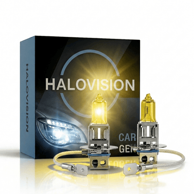 HaloVision Halogeen Koplampen H3 – 12V 3000K Retro Geel – Warmgeel Klassiek Dimlicht Grootlicht Halogeenlampen Set van 2 Autolampen