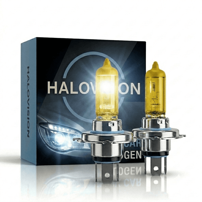 HaloVision HaloVision Halogeen Koplampen H4 – 12V 3000K Retro Geel – Warmgeel Klassiek Dimlicht Grootlicht Halogeenlampen Set van 2 Autolampen HaloVision 1