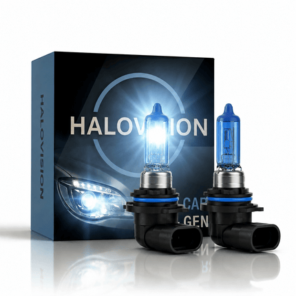 HaloVision HaloVision Halogeen Koplampen HB4 9006 – 12V 3000Lm 5500K Koud Wit – Blauw Glas Super White Dimlicht Grootlicht Halogeenlampen Set van 2 Autolampen HaloVision 1