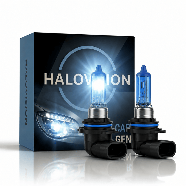 HaloVision HaloVision Halogeen Koplampen HB4 9006 – 12V 3000Lm 5500K Koud Wit – Blauw Glas Super White Dimlicht Grootlicht Halogeenlampen Set van 2 Autolampen HaloVision 1