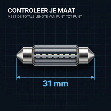 HaloVision HaloVision LED C5W/C10W Festoen Buislamp 31mm 6000K Helder Wit – Canbus Plug en Play Interieurverlichting LED Set van 2 Autolampen HaloVision 5