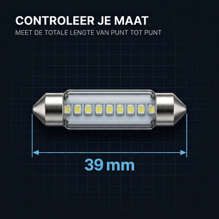 HaloVision HaloVision LED C5W/C10W Festoen Buislamp 39mm 6000K Helder Wit – Canbus Plug en Play Interieurverlichting LED Set van 2 Autolampen HaloVision 6
