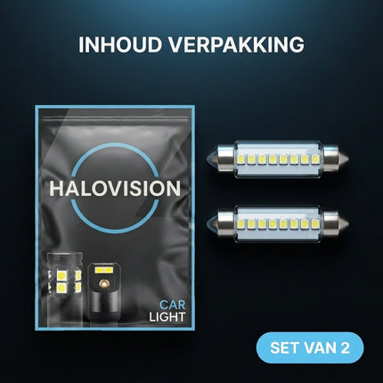 HaloVision HaloVision LED C5W/C10W Festoen Buislamp 41mm 6000K Helder Wit – Canbus Plug en Play Interieurverlichting LED Set van 2 Autolampen HaloVision 5
