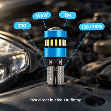 HaloVision Halovision T10 W5W LED Strobe Lampjes IJsblauw 8000K - Flitsend Stadslicht Dagrijverlichting Koplamp Canbus 12V Steekfitting met Lens Set van 2 HaloVision 6