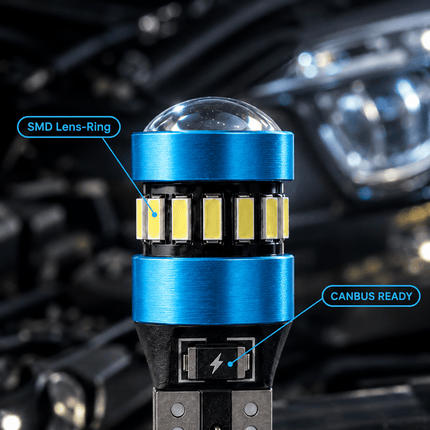 HaloVision Halovision T10 W5W LED Strobe Lampjes IJsblauw 8000K - Flitsend Stadslicht Dagrijverlichting Koplamp Canbus 12V Steekfitting met Lens Set van 2 HaloVision 5