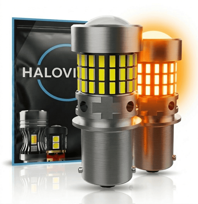HaloVision HaloVision Turbo LED BA15S P21W 1156 Amber Oranje 6W – Canbus Plug en Play Knipperlicht Richtingaanwijzer LED Set van 2 Autolampen HaloVision 1