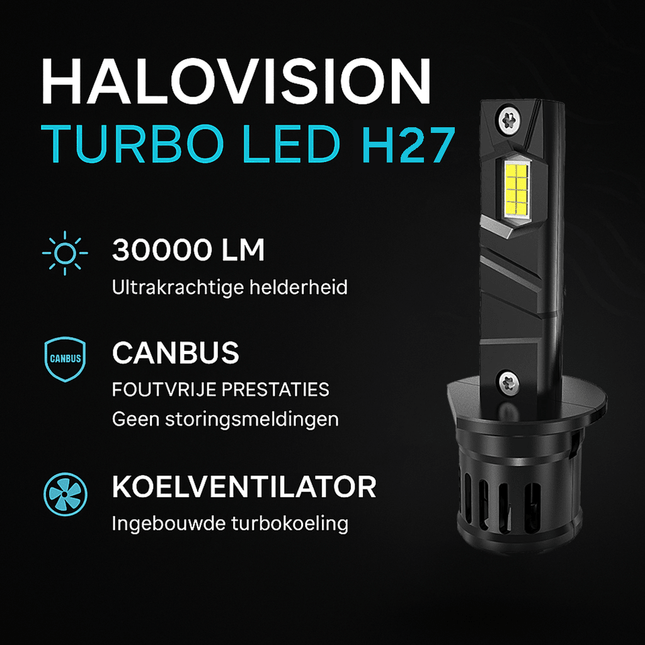 HaloVision HaloVision Turbo LED H27 880/881 6000K Helder Wit – Canbus Plug en Play Mistlicht LED Set van 2 Autolampen HaloVision 2