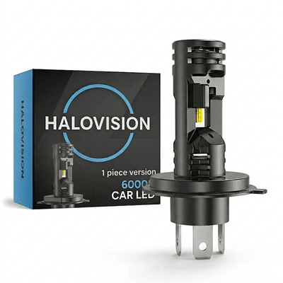 HaloVision Turbo LED Koplamp H4 - 1 stuk 25W 30000Lm 6000K Helder Wit - Canbus Plug en Play Motor Koplamp met Dimlicht en Grootlicht Functie