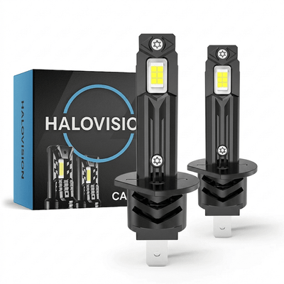 HaloVision Turbo LED Koplampen H1 – 25W 5000Lm 6000K Helder Wit – Ventilator Canbus Plug en Play Dimlicht Grootlicht LED Set van 2 Autolampen
