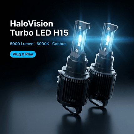HaloVision HaloVision Turbo LED Koplampen H7 + H15 – 25W 5000Lm 6000K Helder Wit – Canbus Plug en Play Dimlicht + Dagrijverlichting Grootlicht LED Set van 4 Autolampen Combideal 8