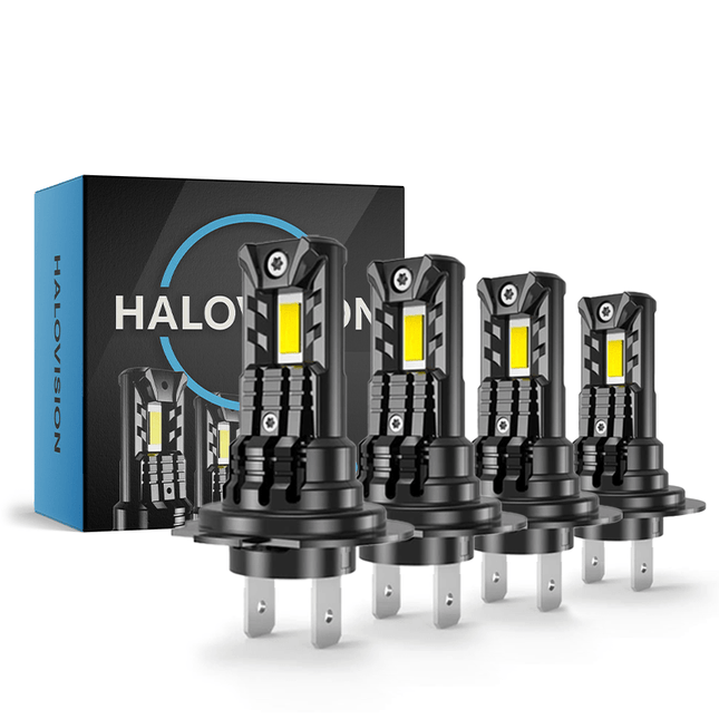 HaloVision Turbo LED Groot Licht + Koplampen H7 – 150W 30000Lm 6000K Helder Wit – Canbus Plug en Play Dimlicht + Grootlicht LED Set van 4 Autolampen - VCTparts.nl