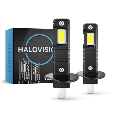 HaloVision Turbo LED Koplampen H1 – 25W 5000Lm 6000K Helder Wit – Canbus Plug en Play Dimlicht Grootlicht LED Set van 2 Autolampen