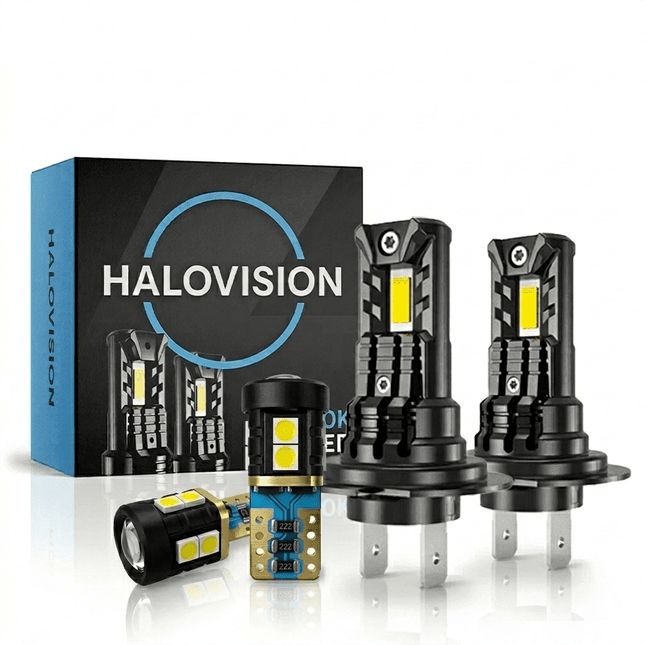 HaloVision HaloVision Turbo LED Koplampen H7 + Stadslicht T10 – 25W 30000Lm 6000K Helder Wit – Canbus Plug en Play Dimlicht + Dagrijverlichting LED Set van 4 Autolampen Combideal 1