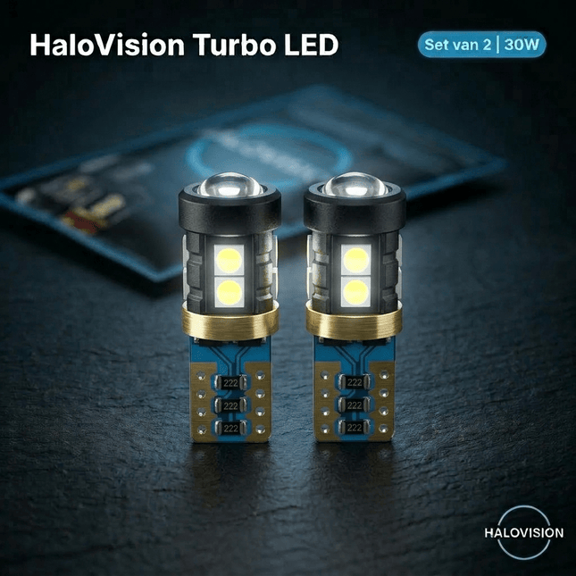 HaloVision HaloVision Turbo LED T10 W5W Amber Oranje - Canbus Plug en Play Zijmarkering Knipperlicht en Retro Dagrijverlichting Set van 2 HaloVision 2