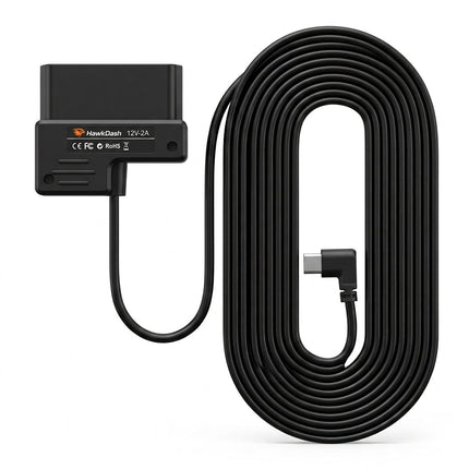 HawkDash Auto Dashcam Continue Voeding Hardwire OBD Kabel Voeding USB C [3.5M 12v/24v naar 5V/3A NORGOS 1