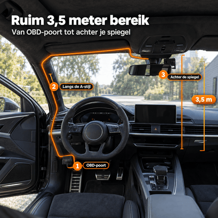 HawkDash HawkDash Dashcam OBD Voeding USB-C – Continue Parkeervoeding via OBD2 Poort 12V/24V naar 5V 3A [3,5M Haakse Kabel] NORGOS 6