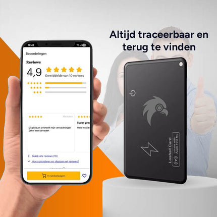 VCTparts HawkDash Ultradunne Global GPS IOS iPhone Tracker Card – Draadloos Opladen Waterdichte Smart Wallet Tracker Compatibel met Apple Find My Device NORGOS 5