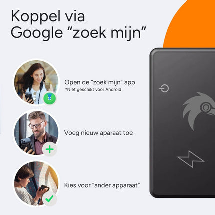 VCTparts HawkDash Ultradunne Global GPS IOS iPhone Tracker Card – Draadloos Opladen Waterdichte Smart Wallet Tracker Compatibel met Apple Find My Device NORGOS 4