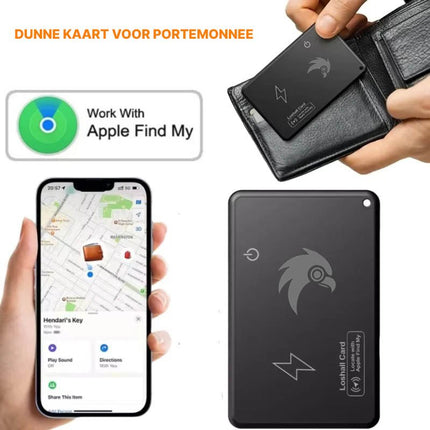 VCTparts HawkDash Ultradunne Global GPS IOS iPhone Tracker Card – Draadloos Opladen Waterdichte Smart Wallet Tracker Compatibel met Apple Find My Device NORGOS 7
