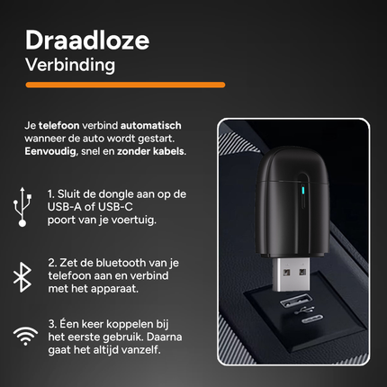 HawkDash Mini 2-in-1 Car Dongle - CarPlay Dongle - Android Auto Dongle - Draadloos CarPlay & Android Auto - Zwart - VCTparts.nl