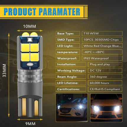 VCTparts High Power led T10 Oranje - W5W Verlichting (set) [Stadsverlichting - Parkeerverlichting - Kentekenverlichting - Interieurverlichting] NORGOS 5
