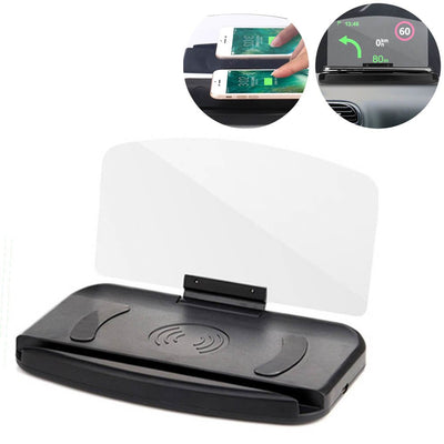 HUD Head-up Display met Draadloze Oplader Mobiele Telefoonhouder GPS-navigatie Autosnelheidsprojector Autotelefoonstandaard Spiegeling
