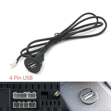 VCTparts Inbouw 4 - pin naar USB Verlangkabel Convertor 100cm Midden Console Dop voor Autoradio naar Telefoon [Verlengsnoer Interface] NORGOS 4