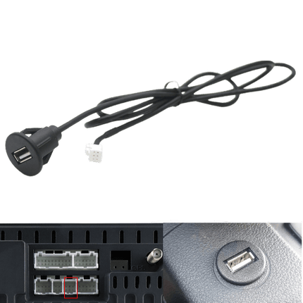 Inbouw 6 - pin naar USB Verlangkabel Convertor 100cm Midden Console Dop voor Autoradio naar Telefoon [Verlengsnoer Interface] - VCTparts.nl