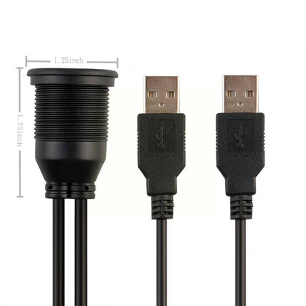 VCTparts Inbouw Dubbele USB Verlangkabel Convertor 100cm Midden Console Dashboard Dop met Wartel voor Autoradio naar Telefoon [Snoer Interface] NORGOS 7
