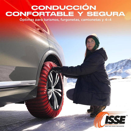 Isse Textiel sneeuwkettingen Classic Rood Gestreept 62 M 2 stuks (set) - VCTparts.nl