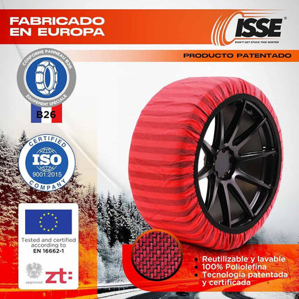 Isse Isse 70 XL Textiel sneeuwkettingen voor Autobanden - Classic Rood Gestreept 2 stuks (set) AMiO 8