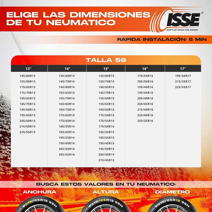 Isse Textiel sneeuwkettingen Super Wit - Oranje 58 S 2 stuks (set) - VCTparts.nl